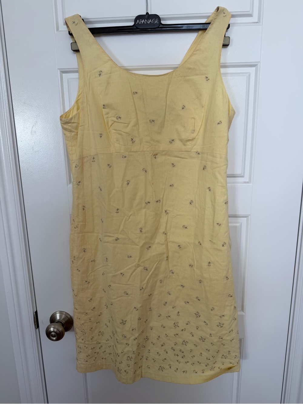J. Crew Yellow Sleeveless Embroidered Cotton Dress